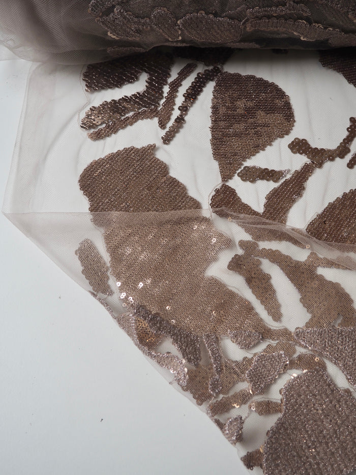 Rose Gold Abstract Sequin Tulle
