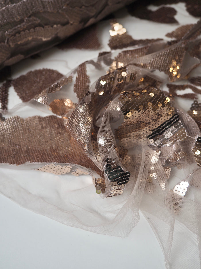 Rose Gold Abstract Sequin Tulle