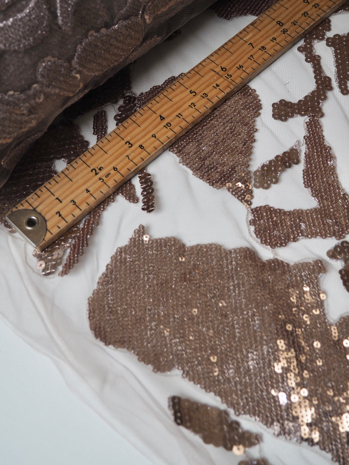 Rose Gold Abstract Sequin Tulle