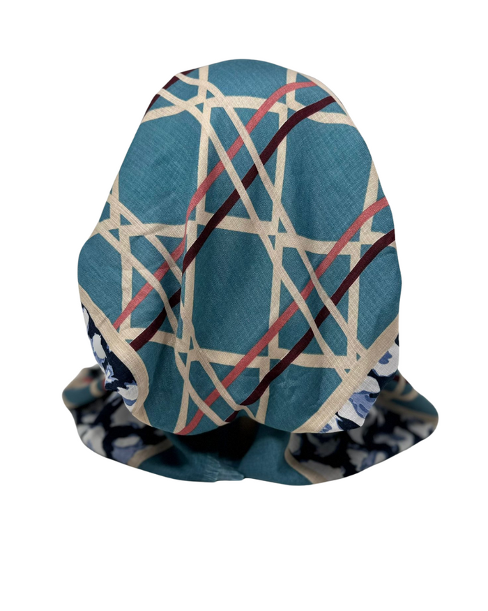 Royal T TSFVP-PP-TL Teal Paw Print Trim Pre-Tied Bandanna with Velvet Grip Myselflingerie.com
