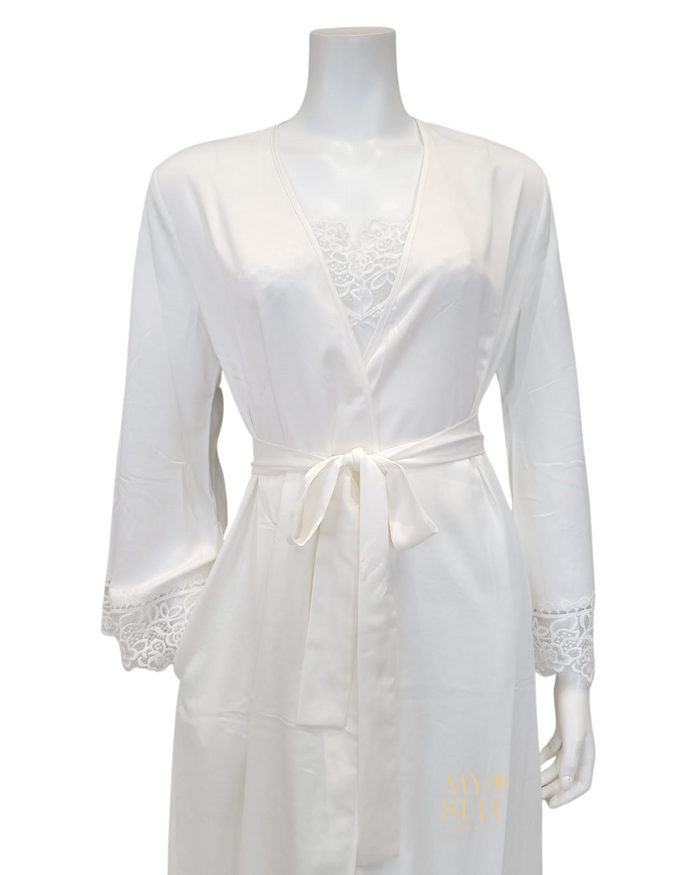 Rya Collection 573 + 574 Ivory Rosey Chiffon Gown & Robe Set myselflingerie.com