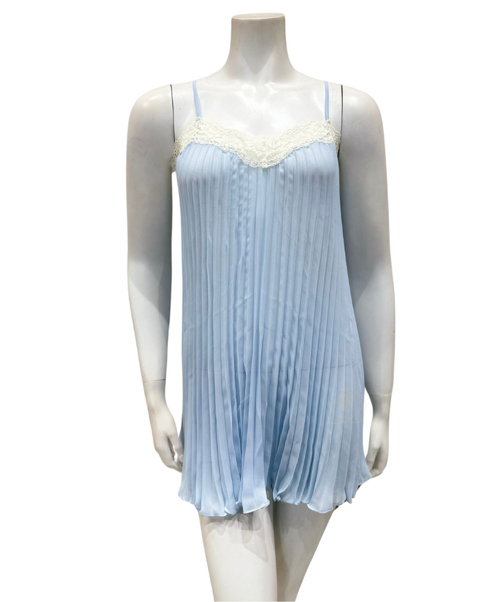 Rya Collection Marian Blue Or Chiffon Accordion Pleated Chemise Myselflingerie.com