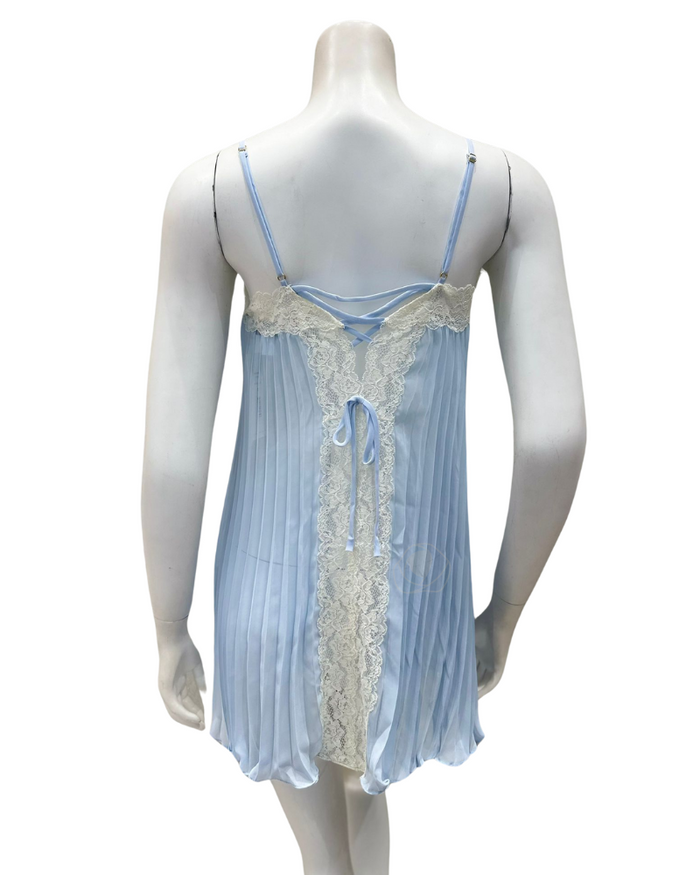 Rya Collection Marian Blue Or Chiffon Accordion Pleated Chemise Myselflingerie.com