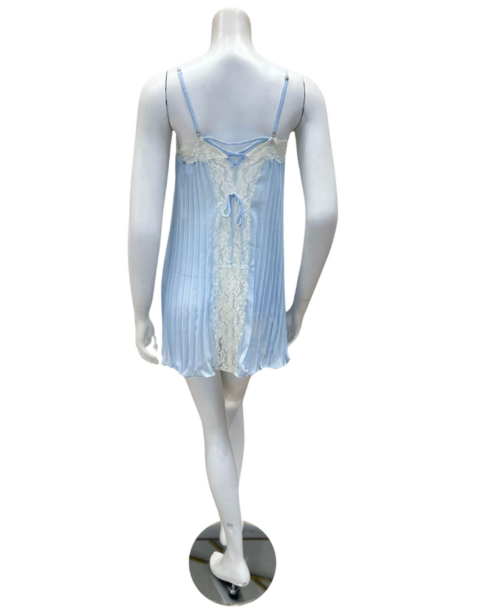 Rya Collection Marian Blue Or Chiffon Accordion Pleated Chemise Myselflingerie.com