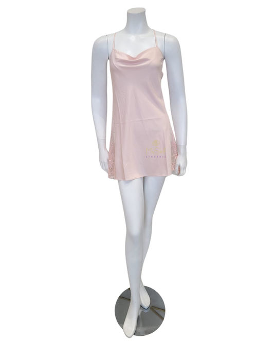 Rya Collection 207X Petal Pink Darling Lace Panel Chemise Plus Sizes myselflingerie.com