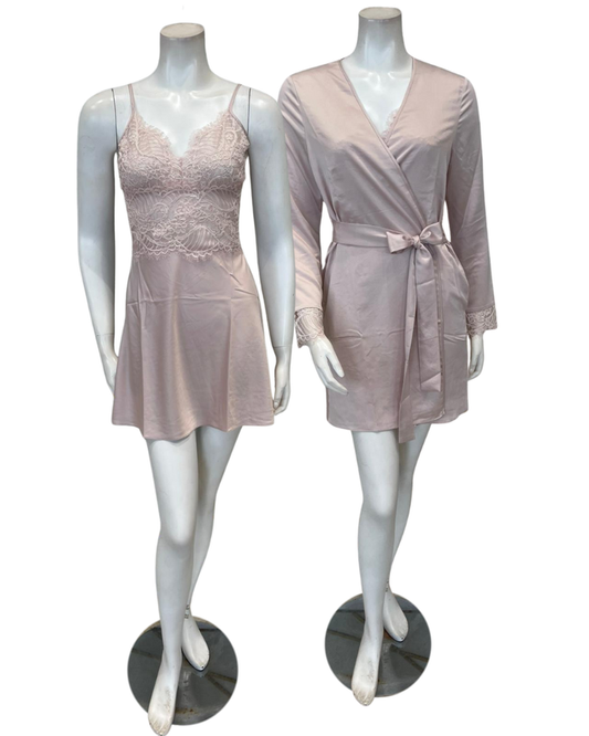 Rya Collection 989 + 990 Sepia Rose Serenade Chemise & Wrap Set Myselflingerie.com