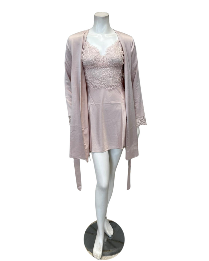 Rya Collection 989 + 990 Sepia Rose Serenade Chemise & Wrap Set Myselflingerie.com