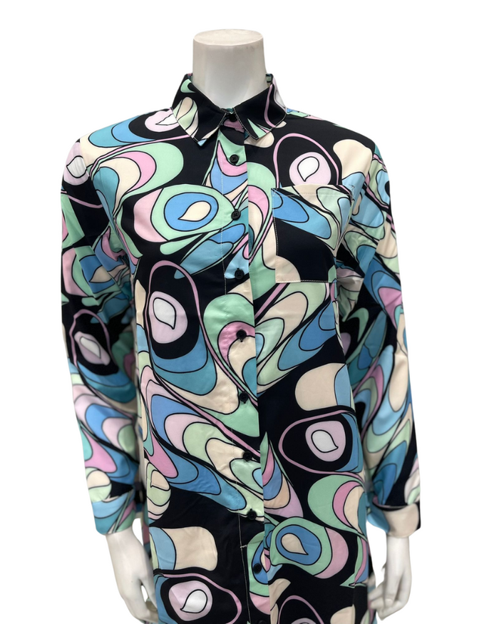 S25-BD-PUC Multicolor Pucci Shirt Swim Dress