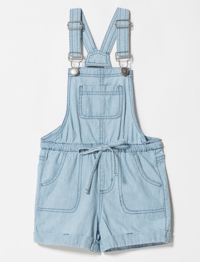Salopette courte en chambray