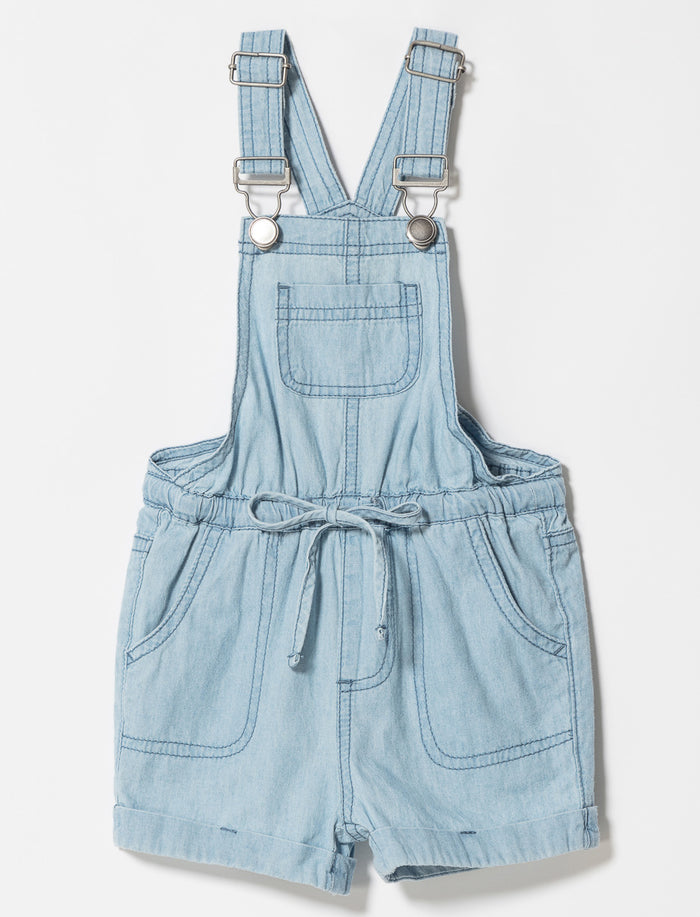 Salopette courte en chambray