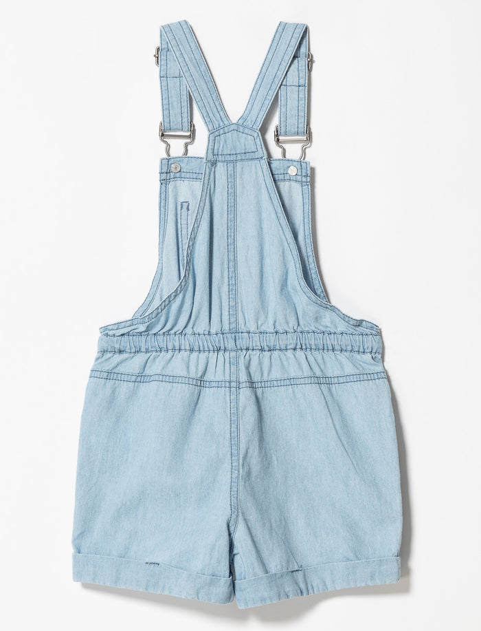 Salopette courte en chambray