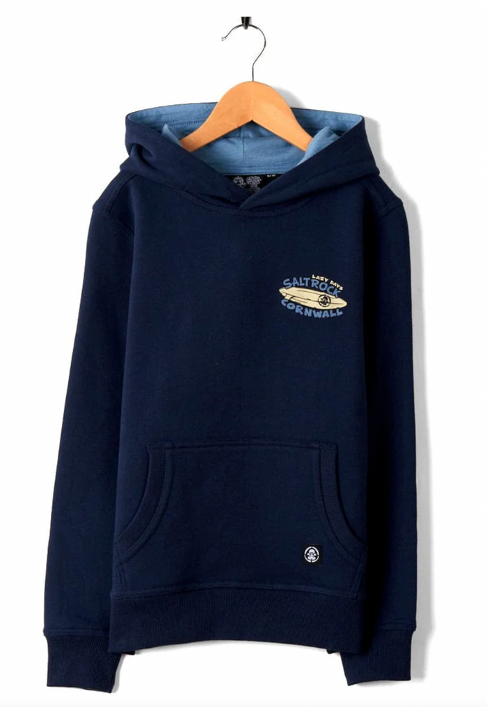 Saltrock Lazy Location Cornwall - Recycled Kids Hoodie - Blue
