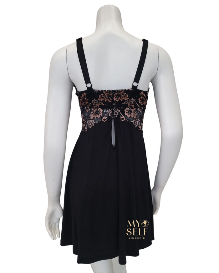 Cosabella SAVON9502 Black/Mandorla Curvy Chemise & G-String Set myselflingerie.com