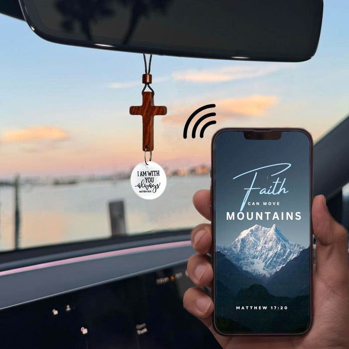 Scripture Cross Car Charm