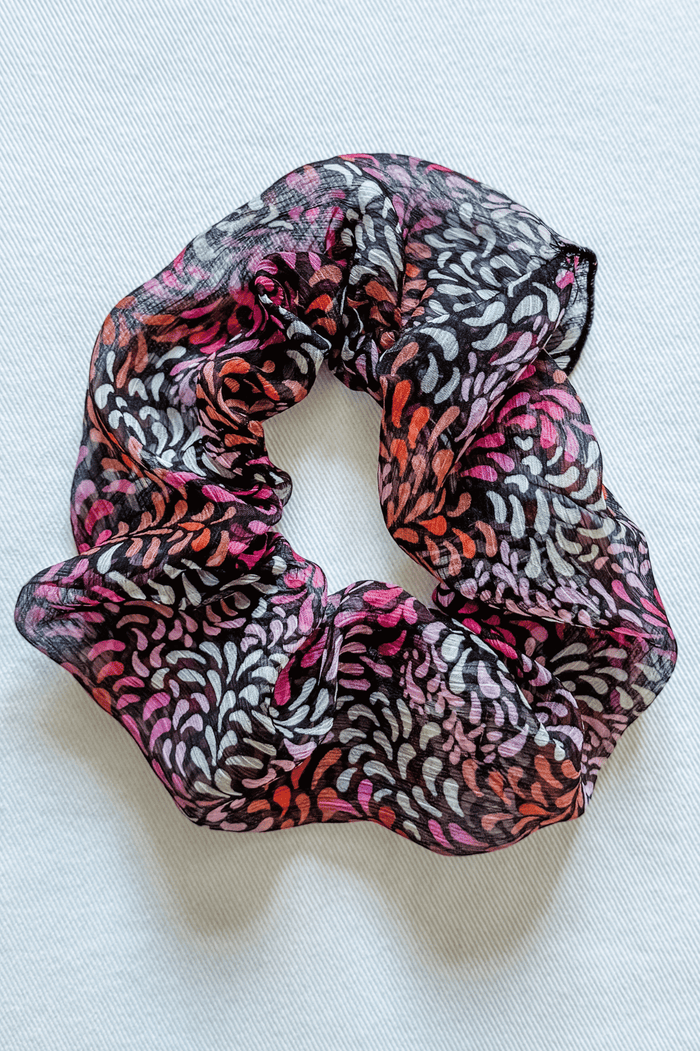 Scrunchie in Tiny Petals Chiffon Print from Diane Kroe