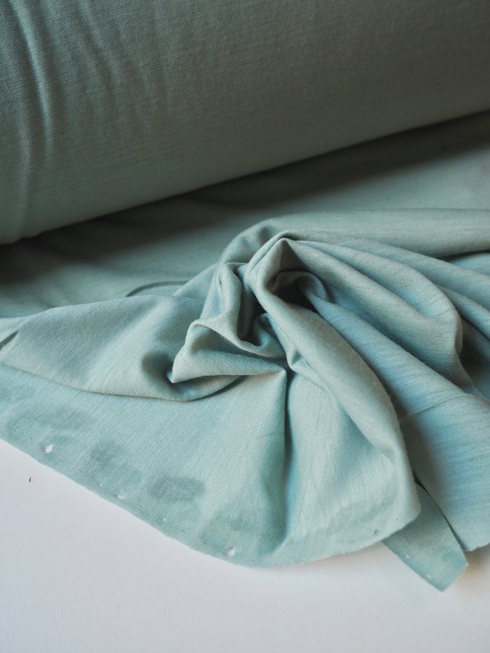 Sea Green Fine Wool Blend T-Shirt Jersey