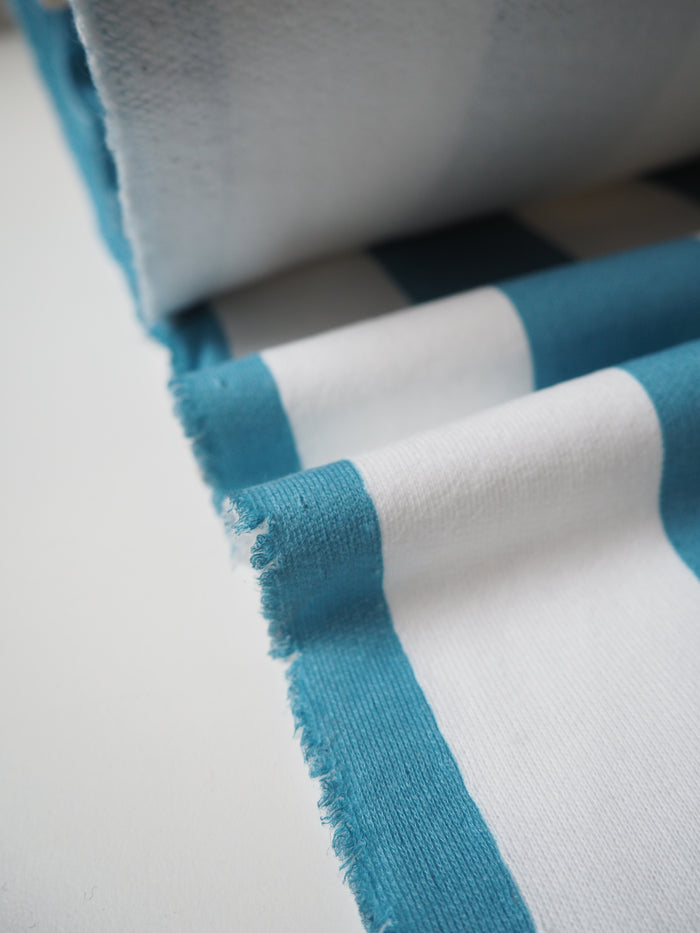 Sea Stripe Organic Cotton Fleece Backed Jersey