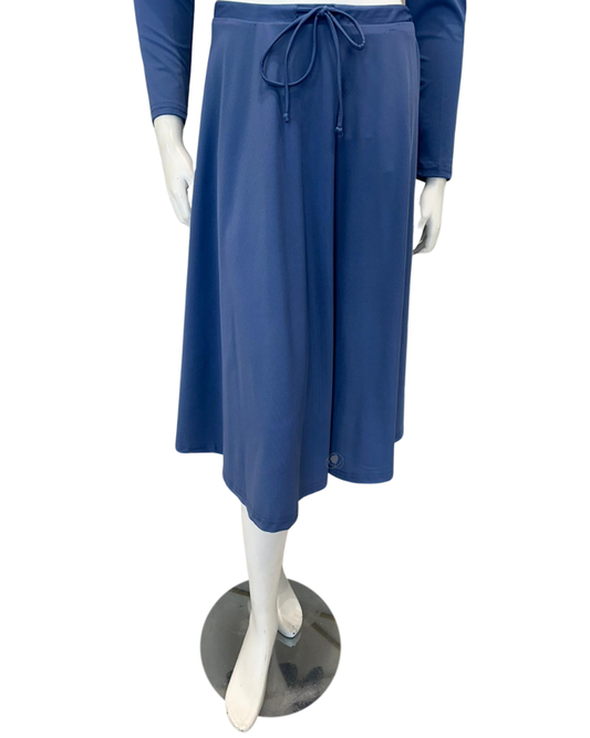 Seashells S7023 Blue Ribbed Circle Swim Skirt with Attached Shorts myselflingerie.com