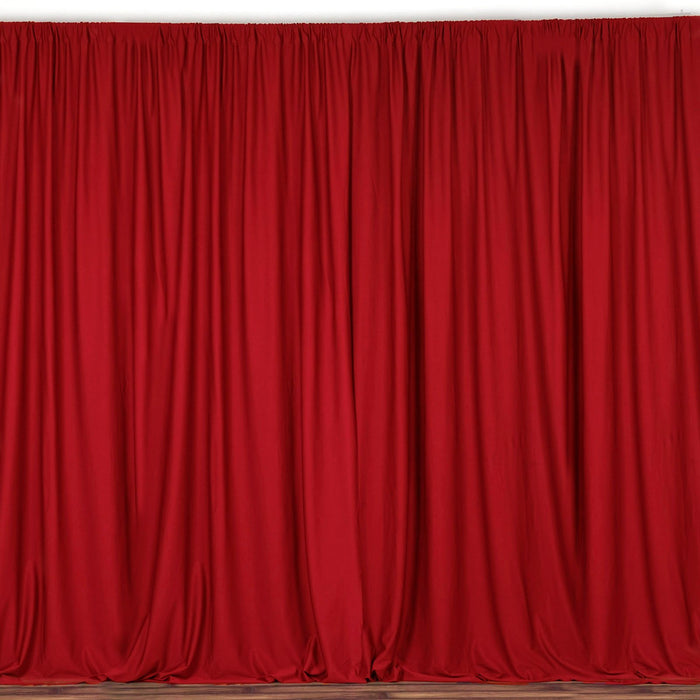 Set Of 2 Red Fire Retardant Polyester Curtain Panel Backdrops Window Treatment With Rod Pockets - 5FTx10FT