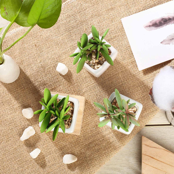 Set of 3 | 3'' Assorted Green Mini Artificial Plants with Pots
