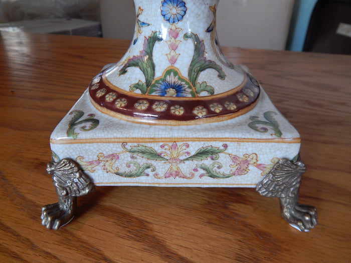 Sevres Porcelain - Green Vase French w/ Gilt Bronze Ormolu Swan Handles-Jantiques LLC.