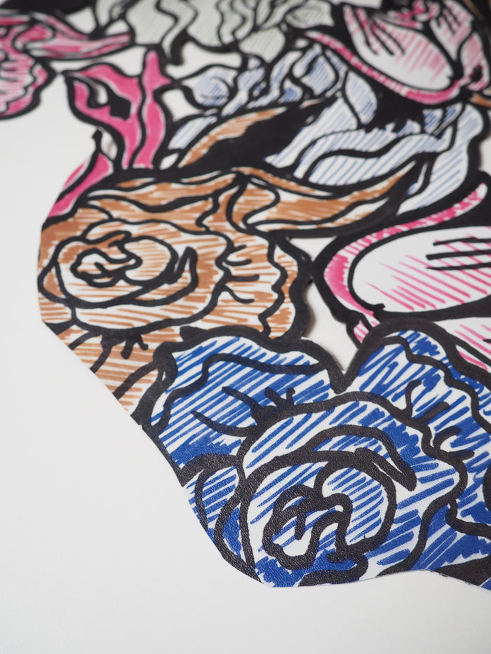 Shaded Floral Dye-Cut Lamb Hide