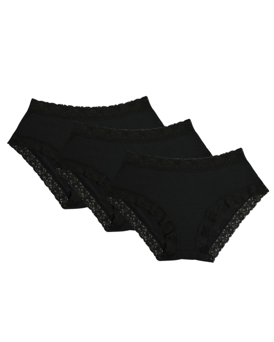 SHE Black Modal Lace Bikinis 3 Pack