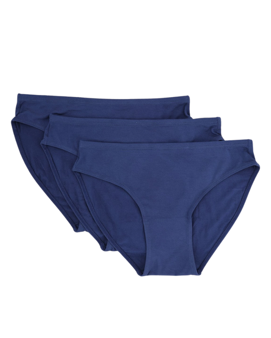 SHE Indigo Blue Modal Bikinis with Elastic Waist 3 Pack