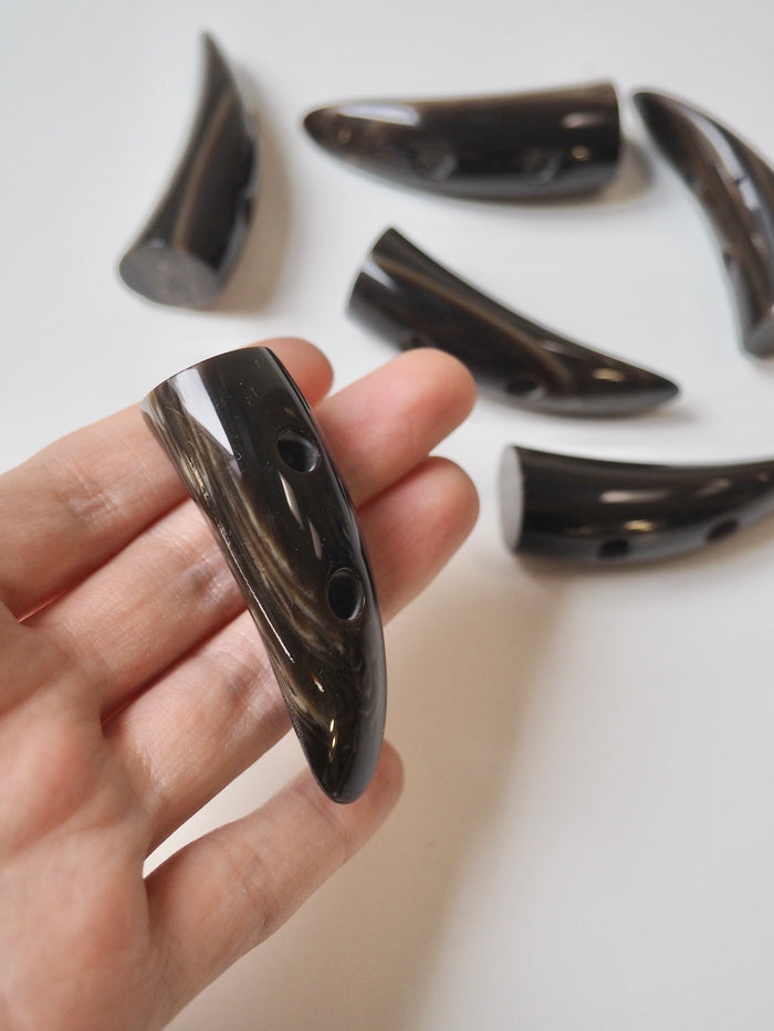 Shiny Brown Horn Duffle Toggle 5.5cm