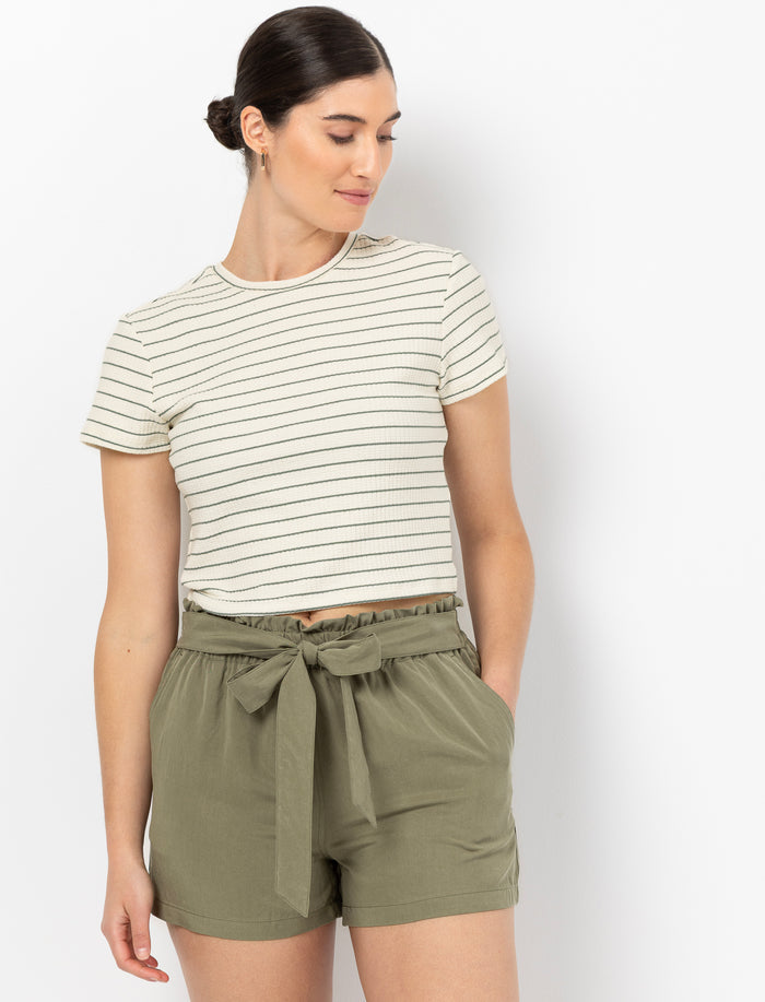 Short taille élastique ceinture nouable
