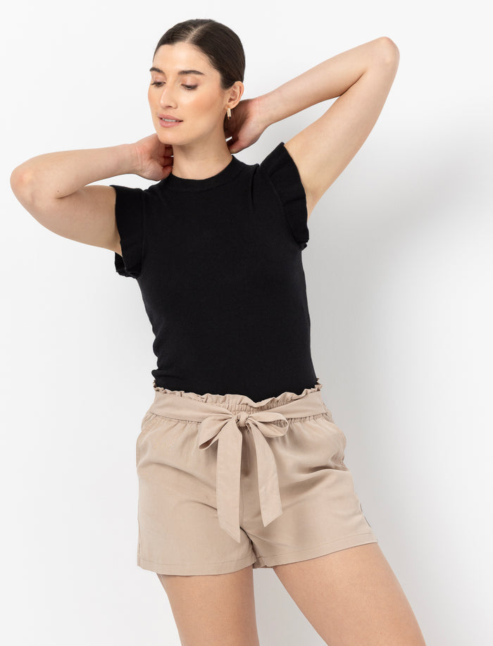 Short taille élastique ceinture nouable