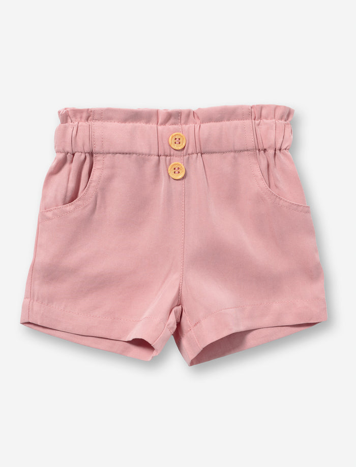 Short uni à taille froncée