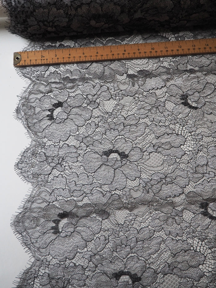 Silver Bloom Lurex Scallop Lace