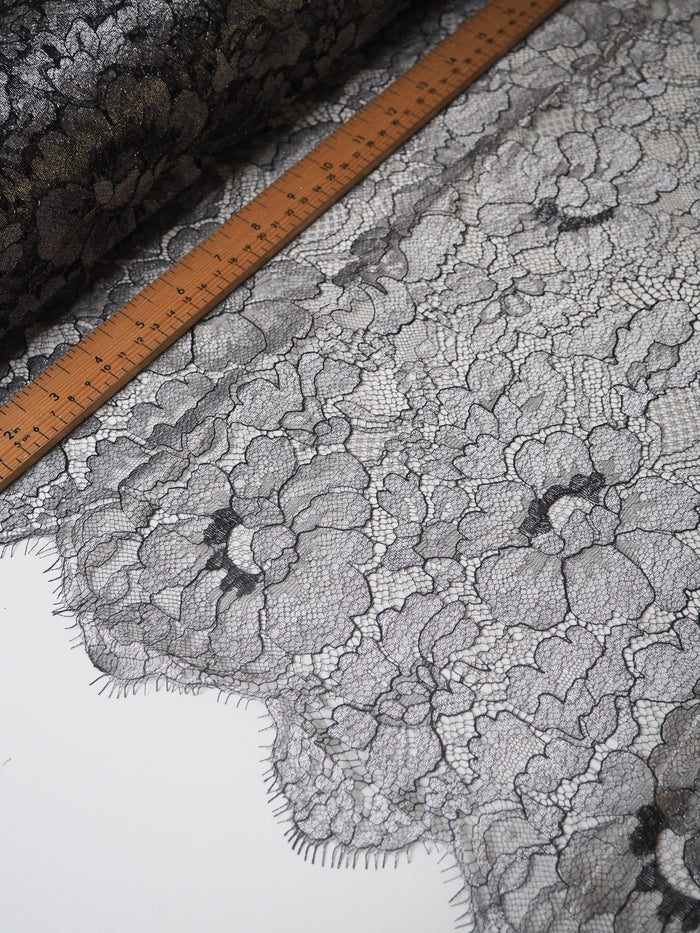 Silver Bloom Lurex Scallop Lace
