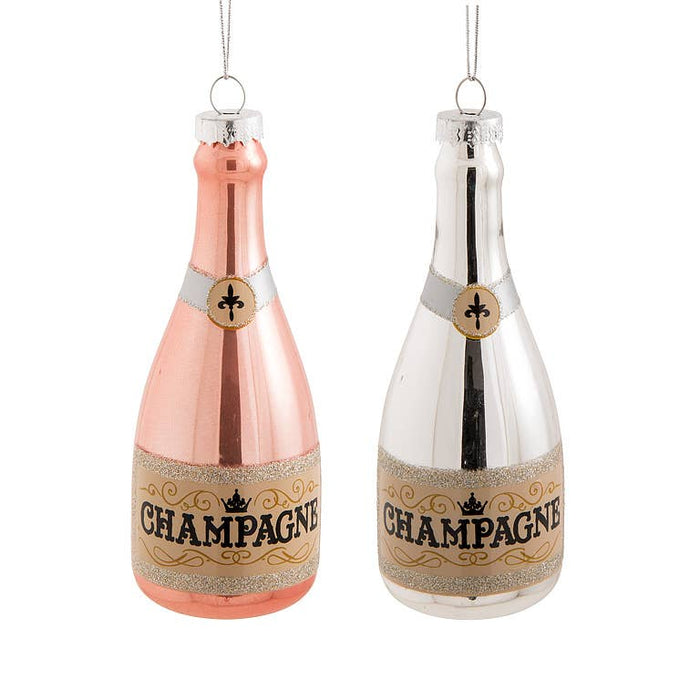 Silver Champagne Bottle Ornament