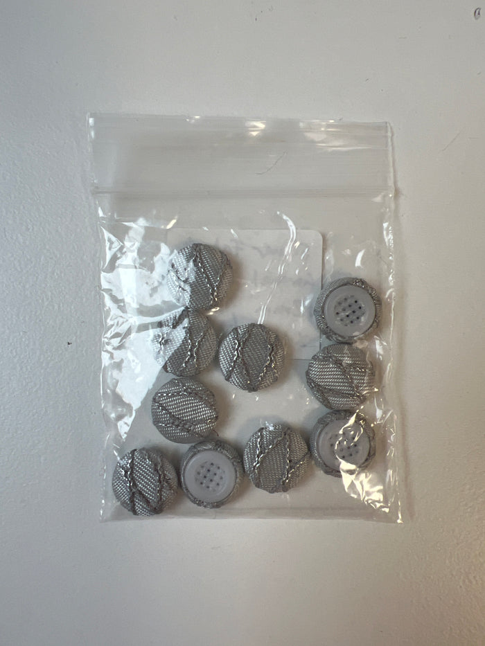 Silver Fabric Covered Buttons 12mm x10