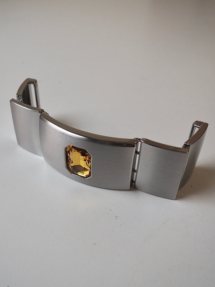 Silver + Yellow Crystal Decorative Buckle