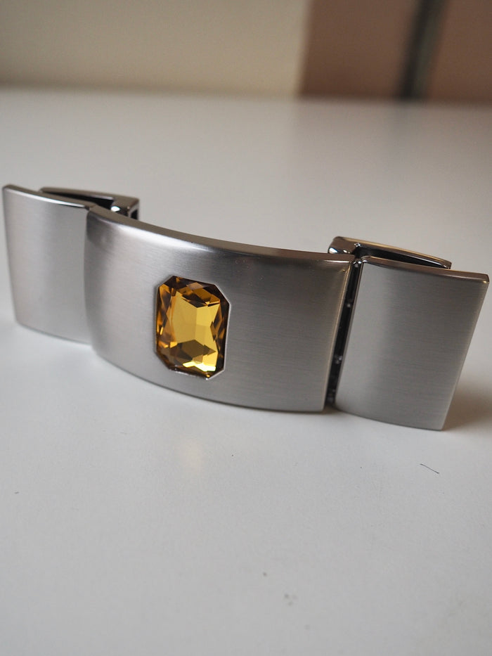 Silver + Yellow Crystal Decorative Buckle
