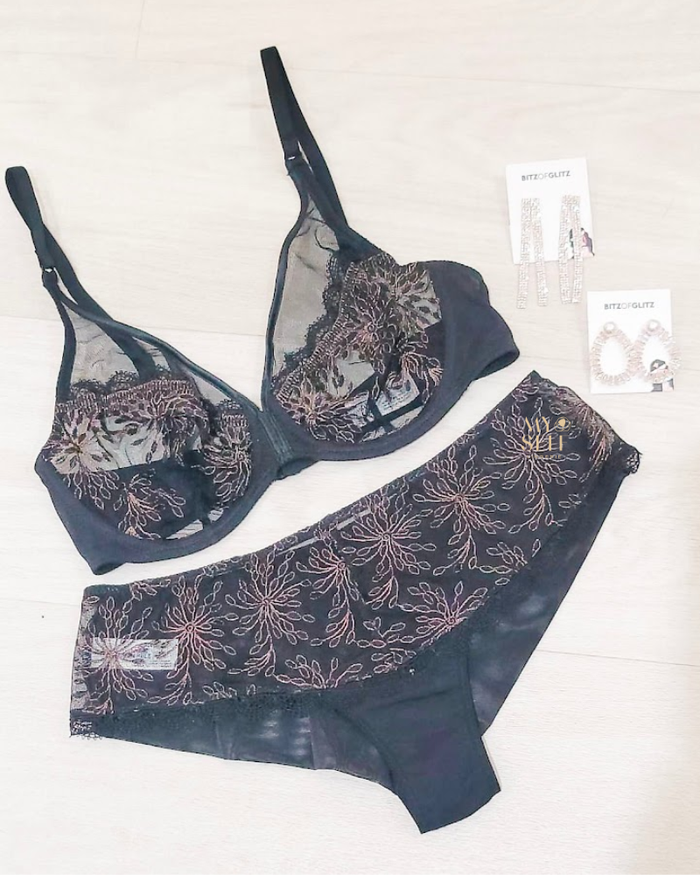 Simone Perele 1A2319 Black/Gold Lace Singuliere Underwire Bra myselflingerie.com