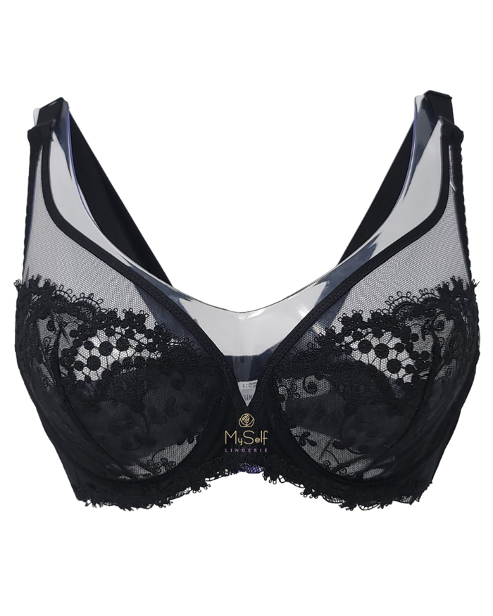 Simone Perele Black Wish Sheer Plunge Underwire Bra Myselflingerie.com