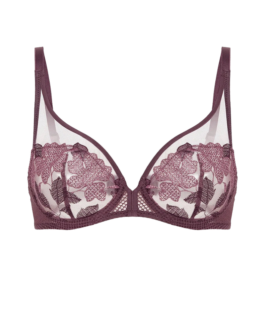 Simone Perele 14V319 Byzantine Dahlia Sheer Plunge Underwire Bra Myselflingerie.com