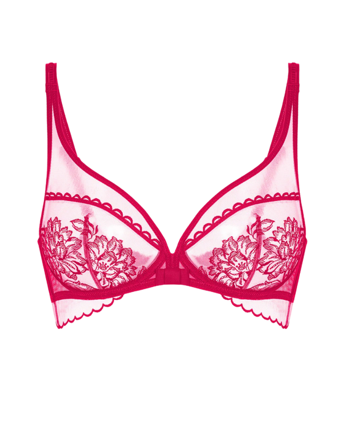 Simone Perele 1G2319 Cranberry Romance Plunge Underwire Bra Myselflingerie.com