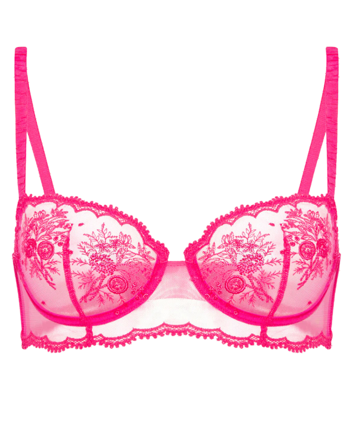 Simone Perele 1E2330 Fuchsia Intrigue Lace Underwire Bralette Myselflingerie.com