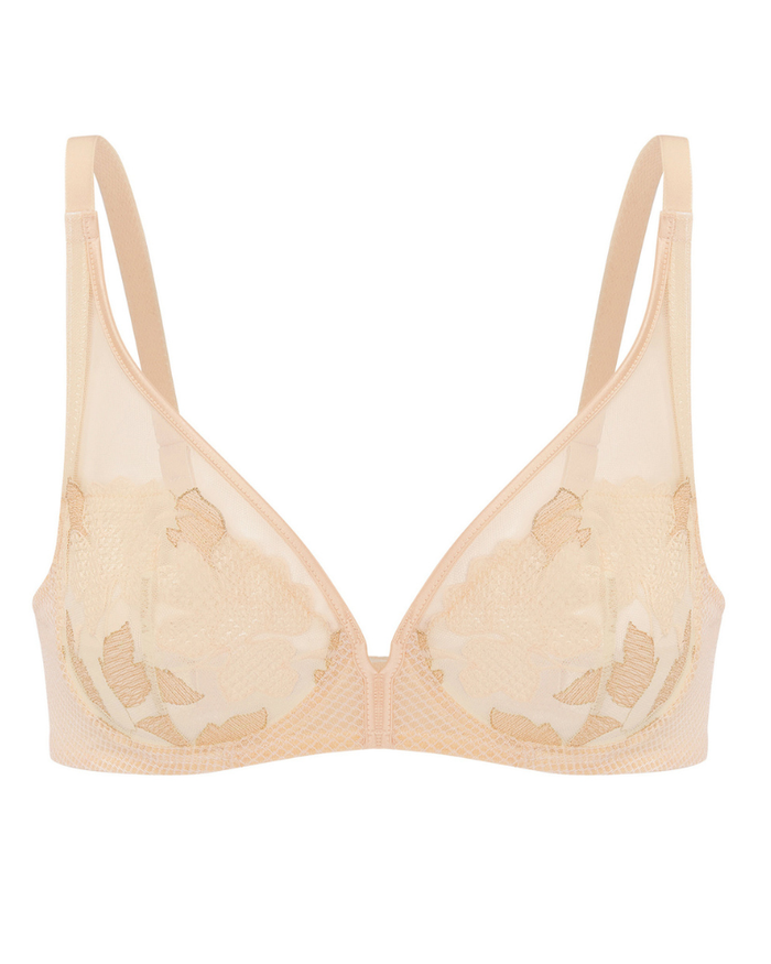 Simone Perele 14V319 Pearl Dahlia Sheer Plunge Underwire Bra myselflingerie.com