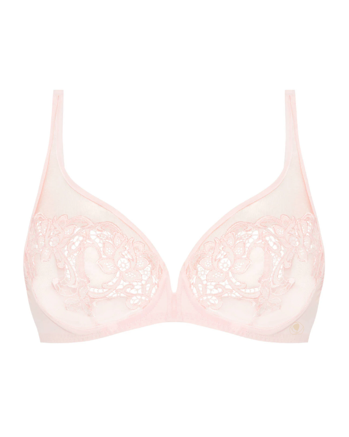 Simone Perele 15C319 Pink Nude Saga Sheer Plunge Underwire Bra myselflingerie.com