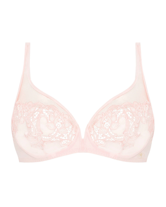 Simone Perele 15C319 Pink Nude Saga Sheer Plunge Underwire Bra myselflingerie.com