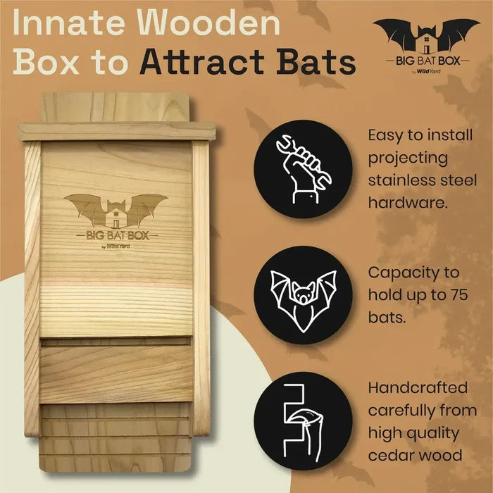 Single Chamber Bat House (Includes Shipping) with stainless steel hardware for easy installation and handcrafted cedar wood.
