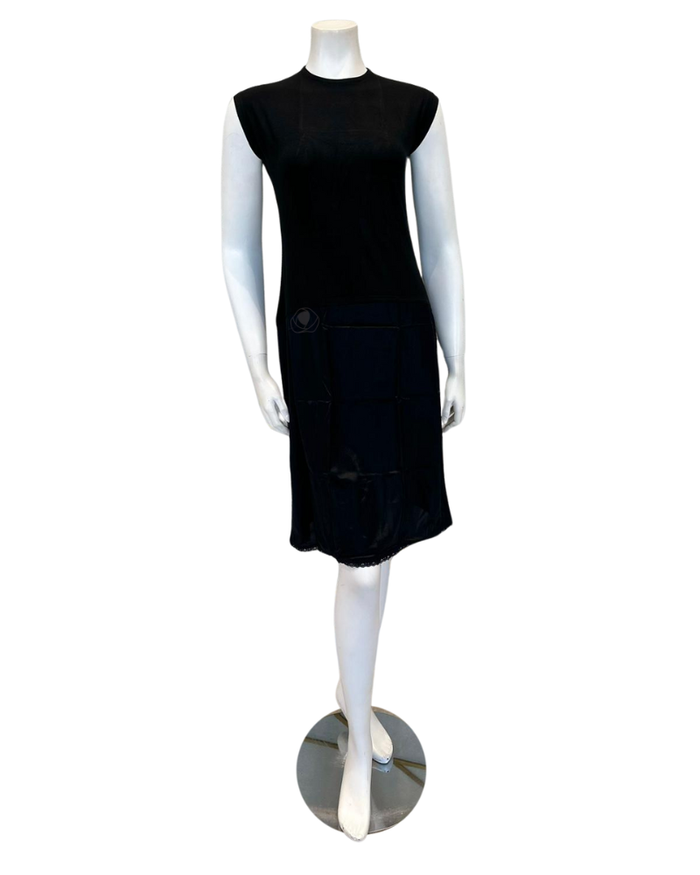 Slimit 37" Black/Black Sleeveless Shell Slip Adjustable Neck Myselflingerie.com
