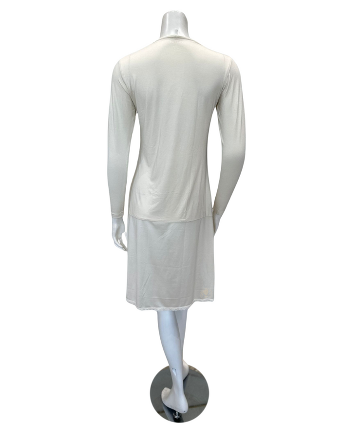 Slimit 37" Ivory/Ivory Long Sleeve Shell Slip Adjustable Neck Myselflingerie.com
