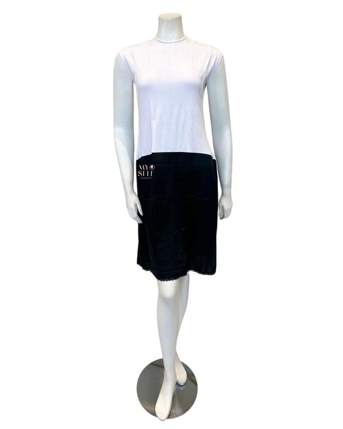 Slimit SLM2607 37" White/Black Nursing Sleeveless Shell Slip myselflingerie.com
